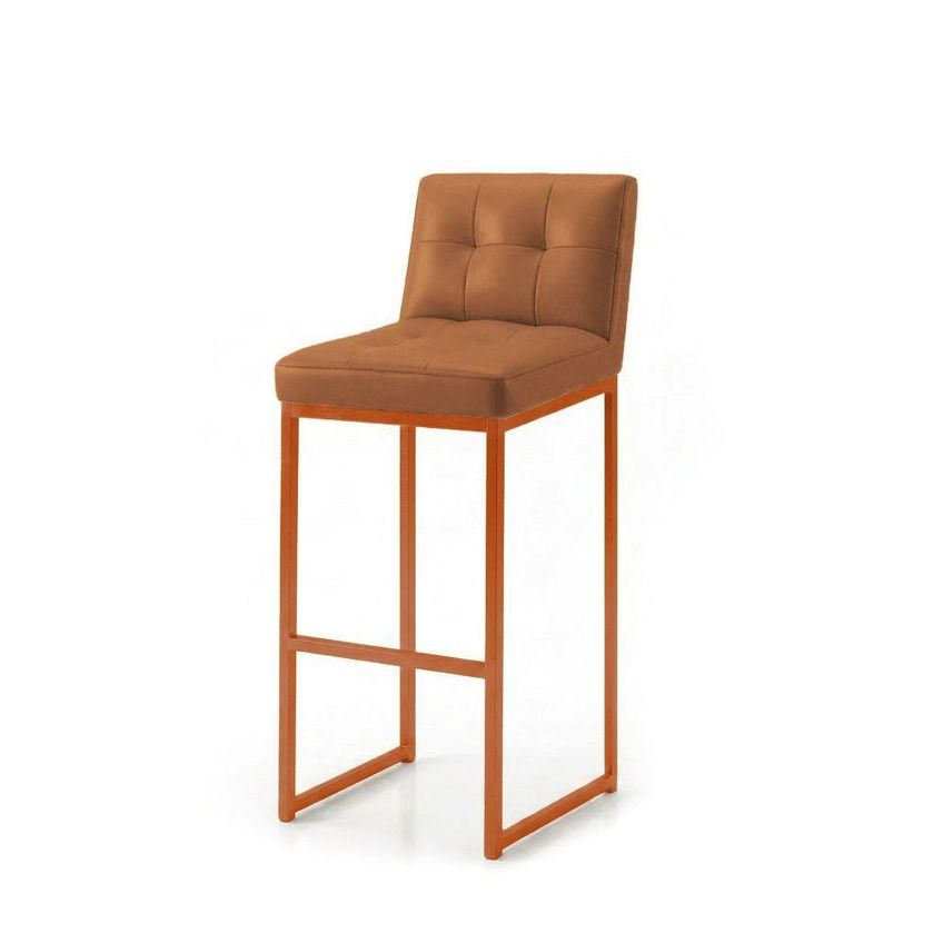 Banqueta Lirina Assento Em Pu Base Em Aço Com Encosto Fixo 73cm Bronze D'rossi - imagem 3