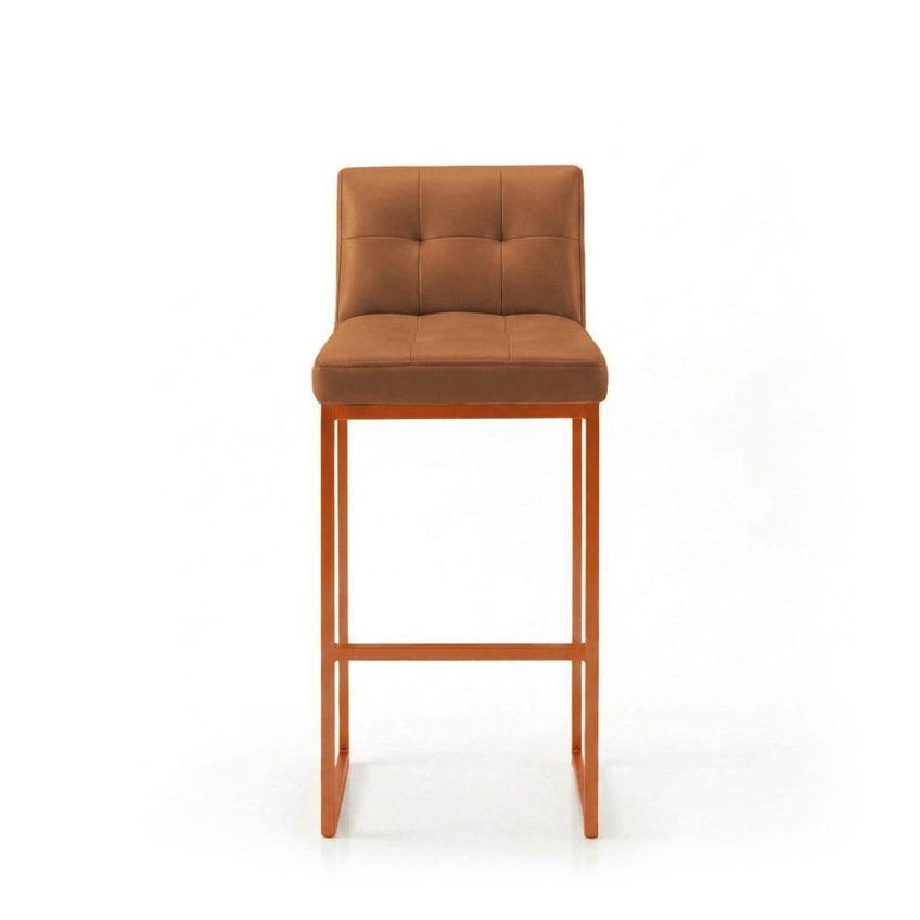 Banqueta Lirina Assento Em Pu Base Em Aço Com Encosto Fixo 73cm Bronze D'rossi - imagem 4