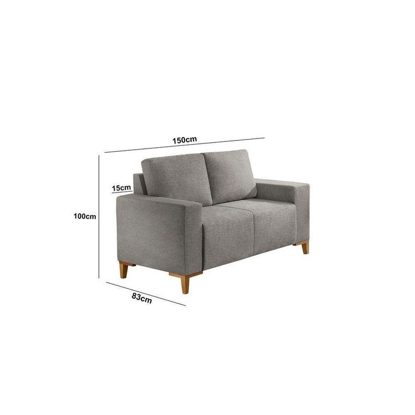 Sofá Milano 2x3 Lugares Fixo 150cm Cinza Linho Meu Sofá Online - imagem 4