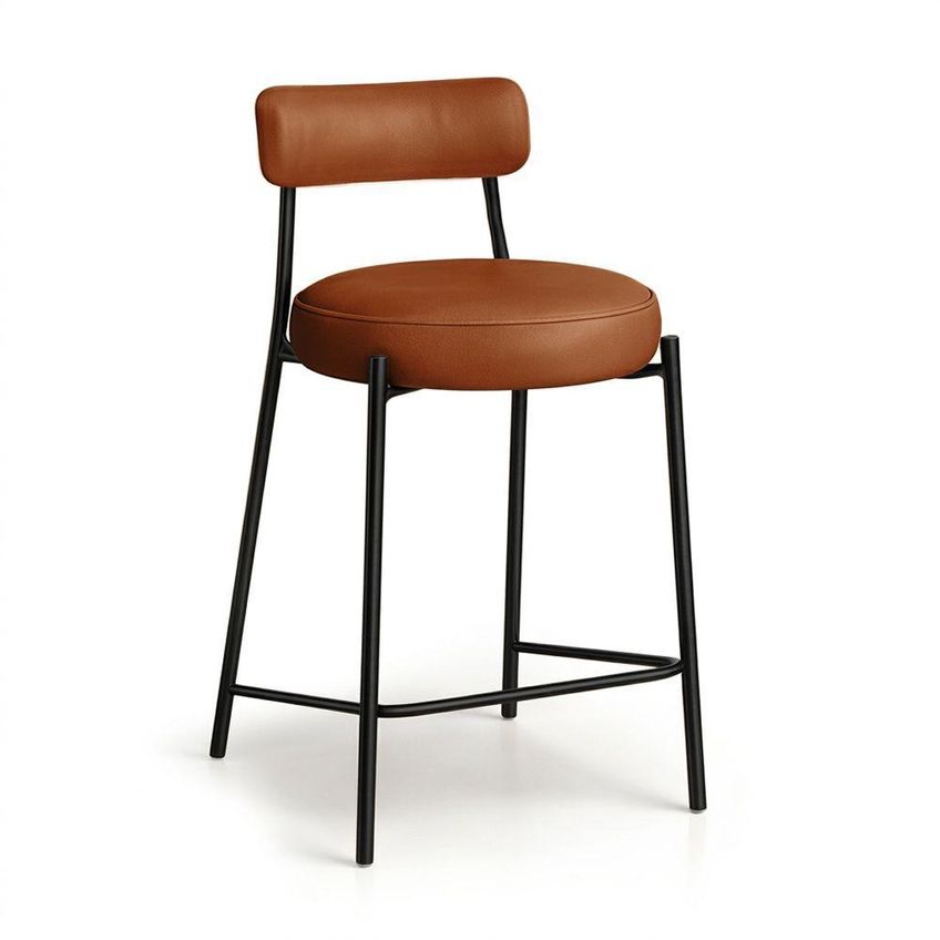 Banqueta Industrial Londres Pu Nozes Com Encosto Preto D'rossi - imagem 3
