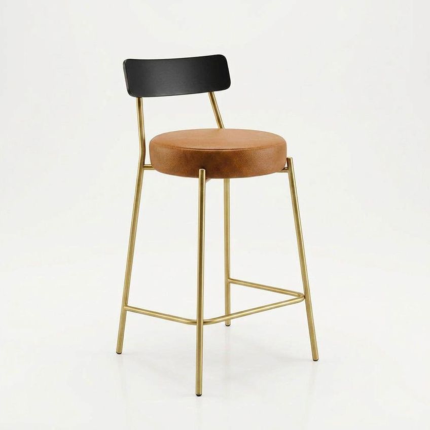 Banqueta Cozinha Alta D03 Assento Pu Base Fixa Com Encosto 95cm Whisky D'rossi - imagem 4