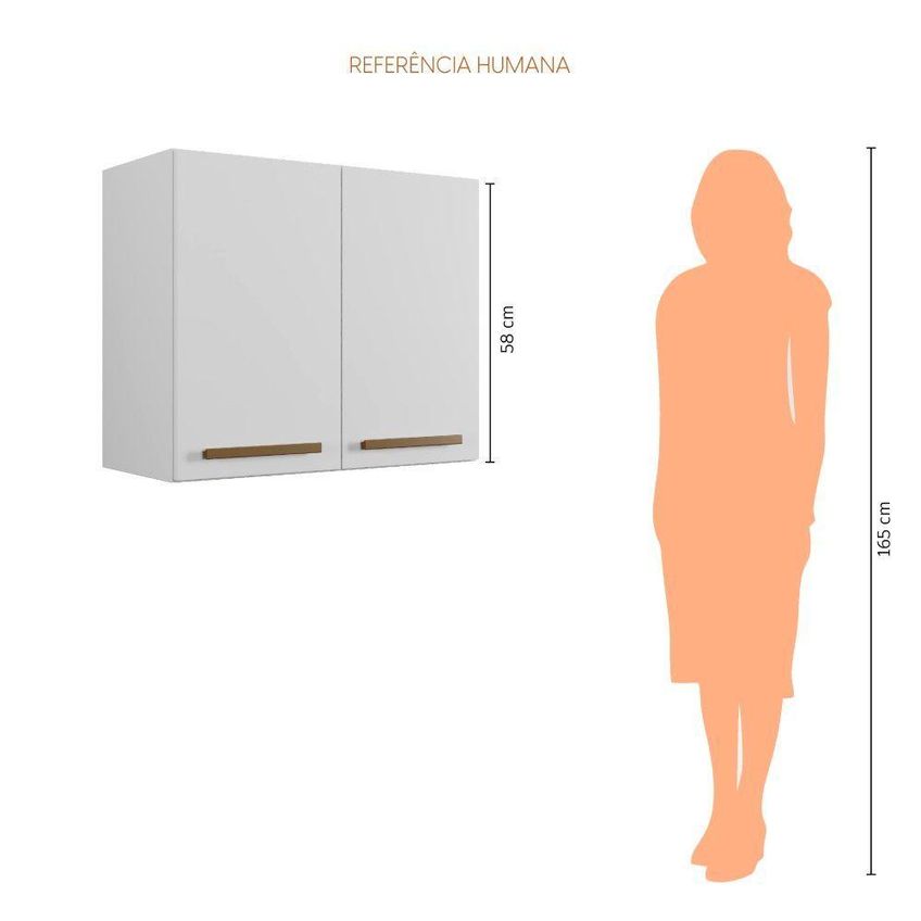 Armário Aéreo Cristal 70cm 2 Portas MDF-MDP Bater Branco Arte Móveis - imagem 3
