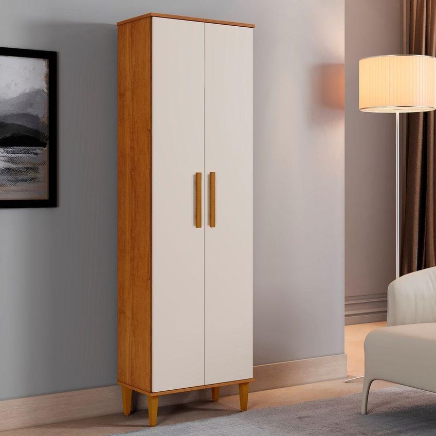 Armário Multiuso Goiânia 2 Portas 4 Prateleiras MDP 60cm Off White Kaiki - imagem 2