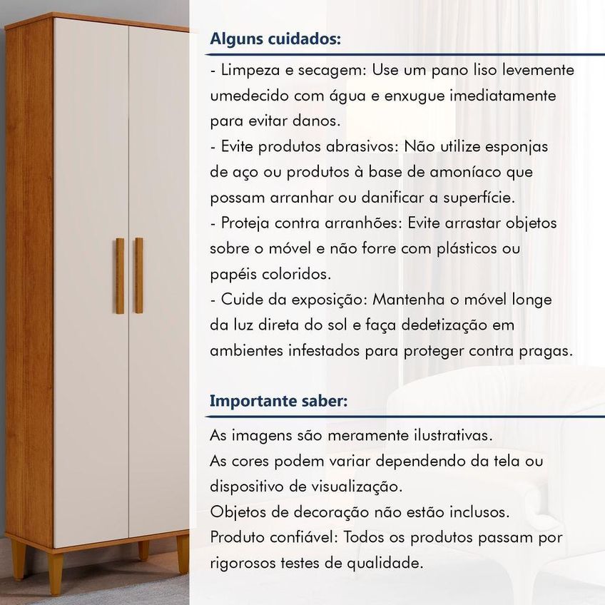 Armário Multiuso Goiânia 2 Portas 4 Prateleiras MDP 60cm Off White Kaiki - imagem 5