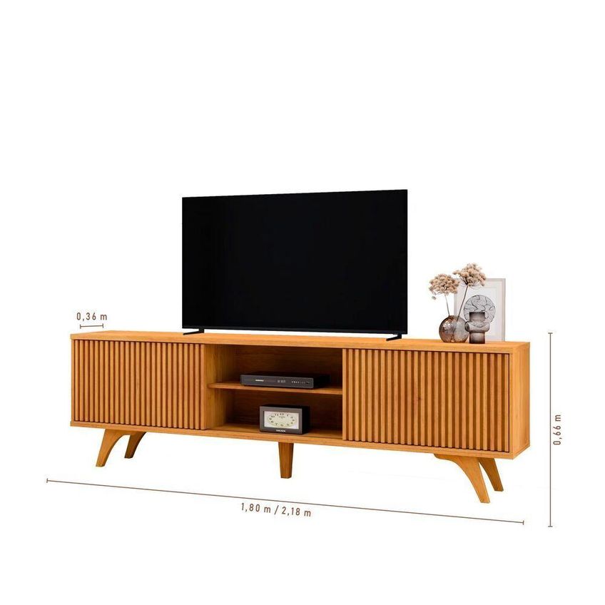 Rack Siena Para TV 65" 220cm MDF Pés Reguláveis Amadeirado Mavaular - imagem 3