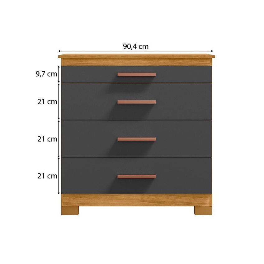 Cômoda Modena 904 Quarto 4 Gavetas MDP Puxador Plástico Branco Loja Doce Lar - imagem 3