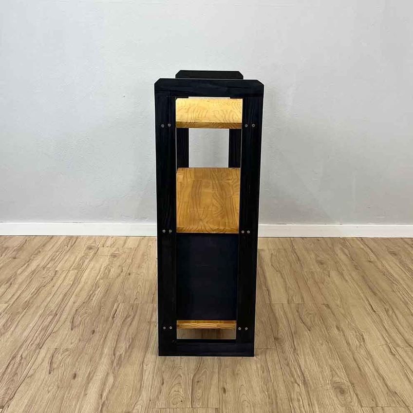 Aparador Linea Ample Moderno 2 Gavetas Madeira Maciça 100cm Nozes E Preto Artfactory Design - imagem 3