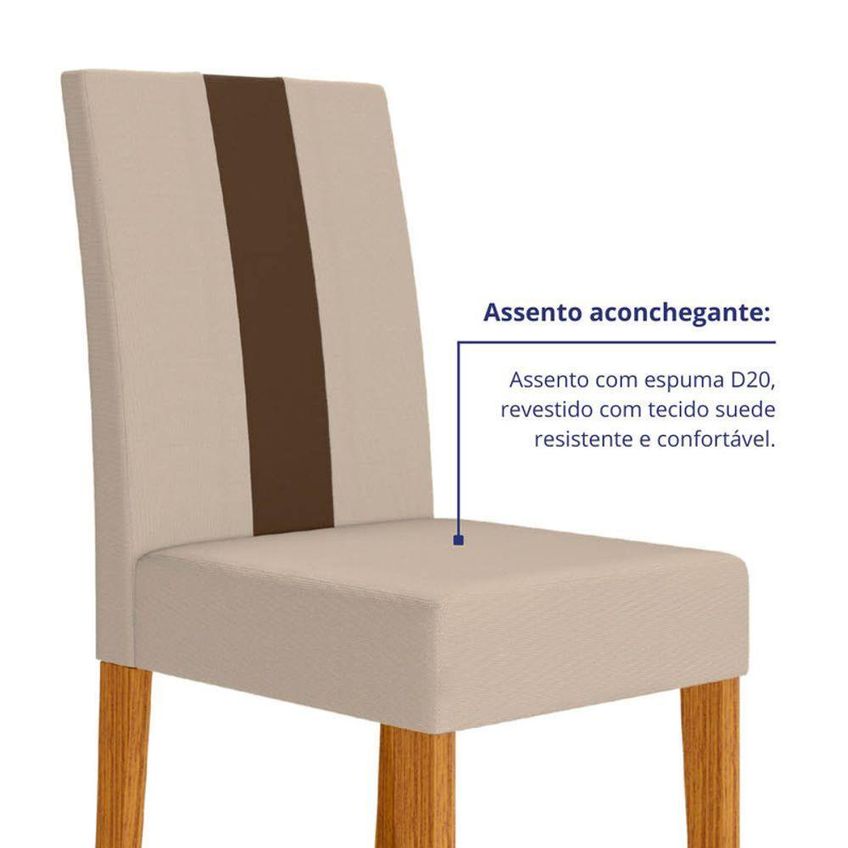 Kit 2 Cadeiras De Jantar Linea Mdf Veludo Bege Pallazio - imagem 3