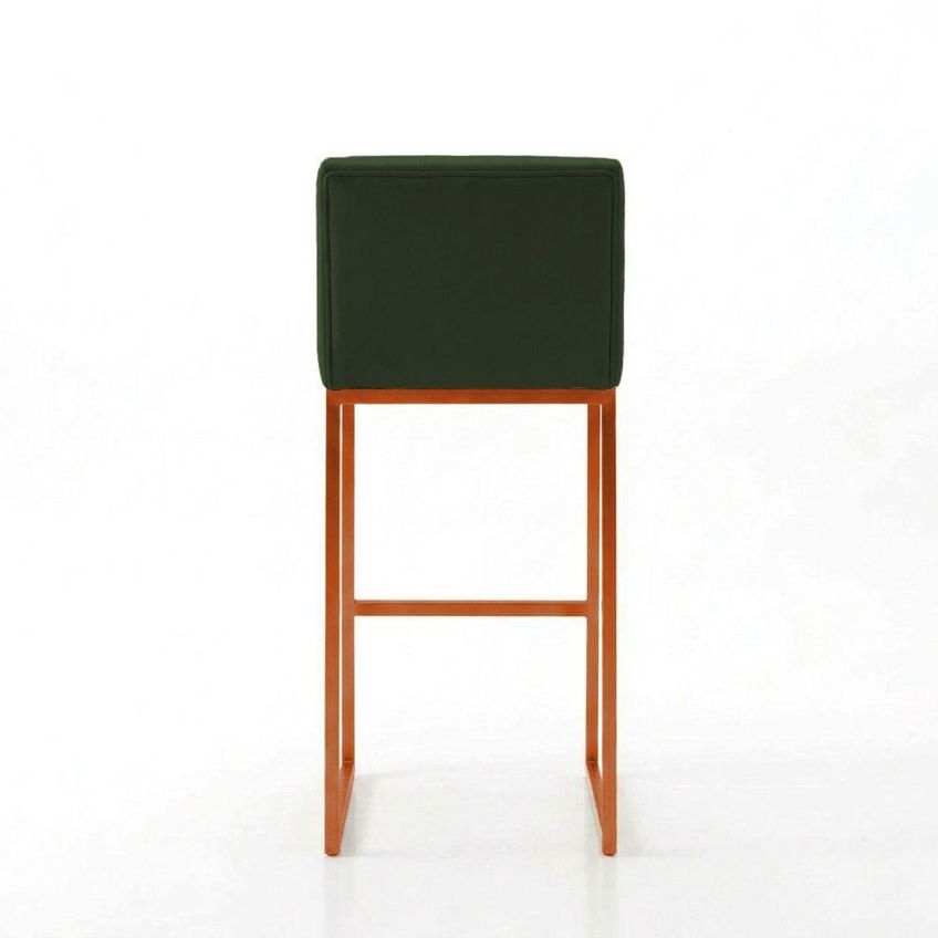 Kit 3 Banquetas Lirina Pu Base Bronze Com Encosto Industrial Verde D'rossi - imagem 4
