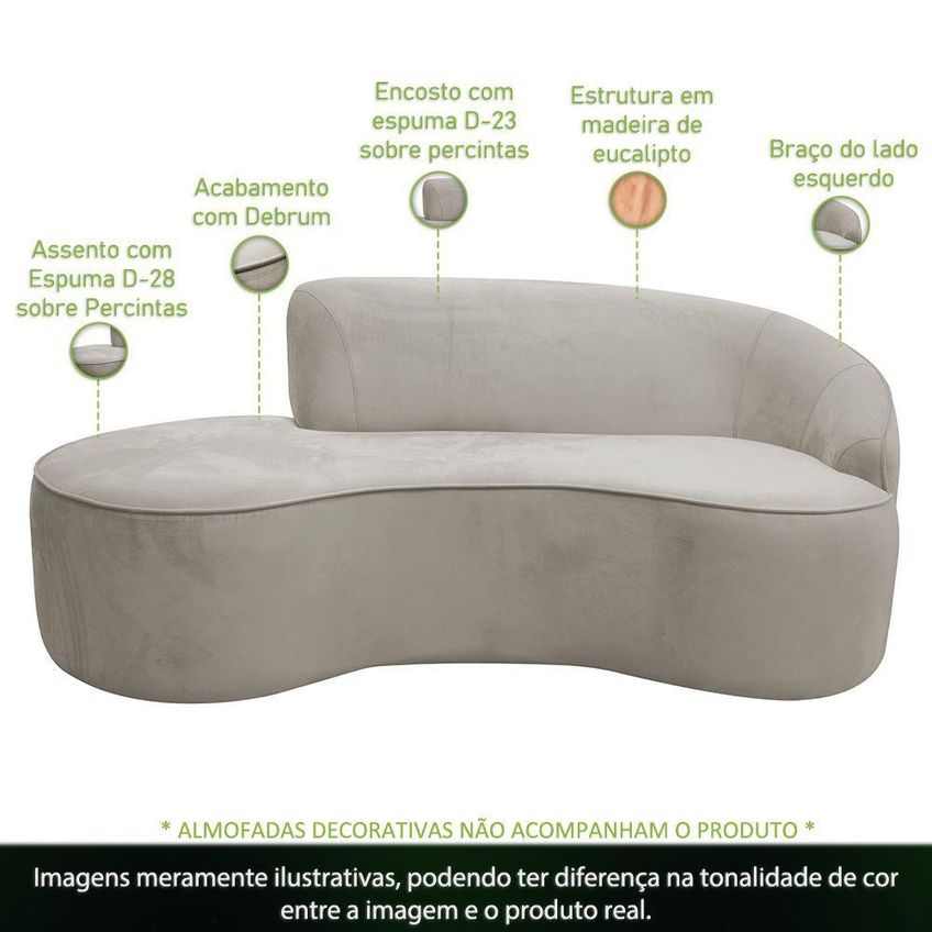 Sofá Eron 2 Lugares 150cm Veludo Perfectly Pale - imagem 2