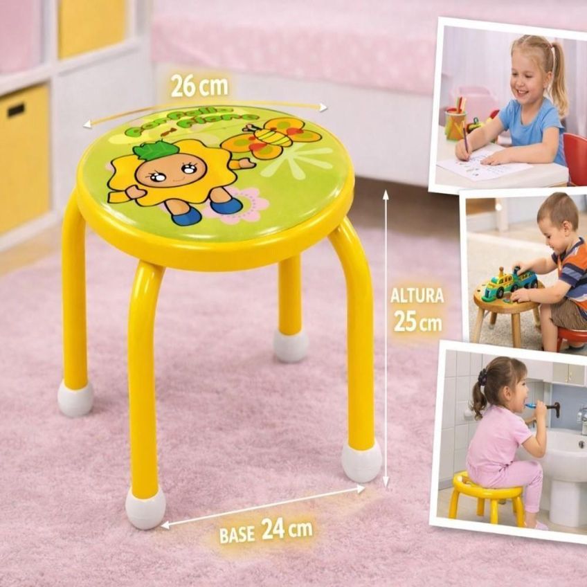 Banqueta Infantil Multiuso Degrau Estudos Quarto Penteadeira Amarelo Utibom - imagem 5