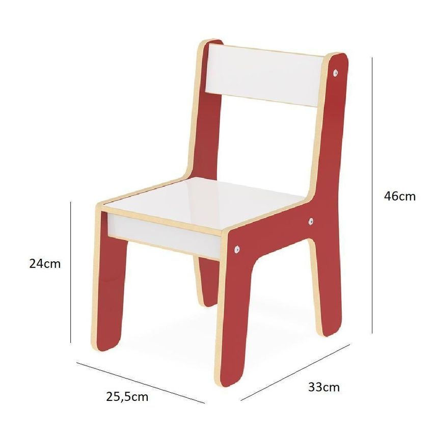 Cadeira Infantil Montessori MDF com Encosto Educativa Vermelha Yeet - imagem 4