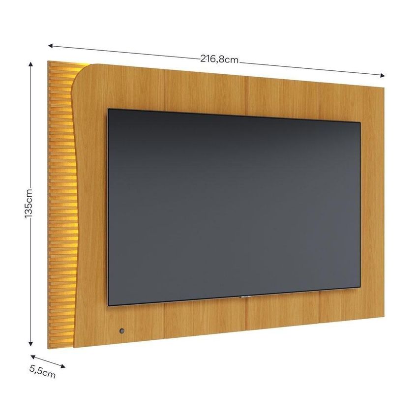 Painel Para TV Amalfi 75" 216cm MDF MDP Com LED Ripado Colibri Móveis - imagem 2