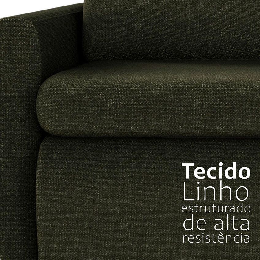 Sofá Cama Charlie Retrátil 210cm Verde Linho Movelaria Store - imagem 4