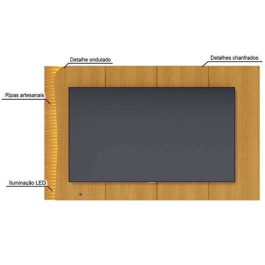Painel Para TV Amalfi 75" 216cm MDF MDP Com LED Ripado Colibri Móveis - imagem 4