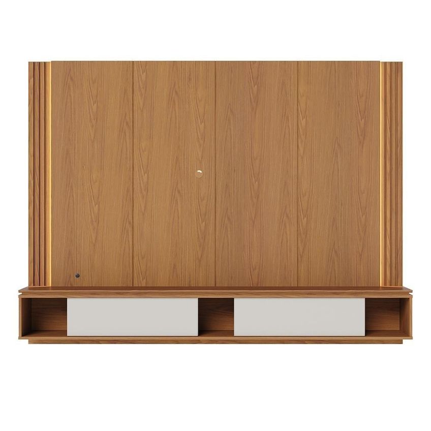 Painel Para TV Até 75 Polegadas Loa 216cm MDF-MDP Com LED Freijó-Off White Mat Colibri Móveis - imagem 3