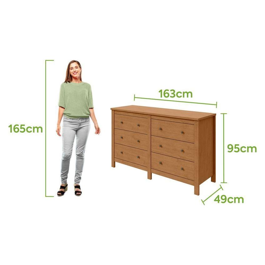 Cômoda Maggiore 6 Gavetas MDP-MDF Puxadores Em Metal Amêndoa Móveis Lopas - imagem 4