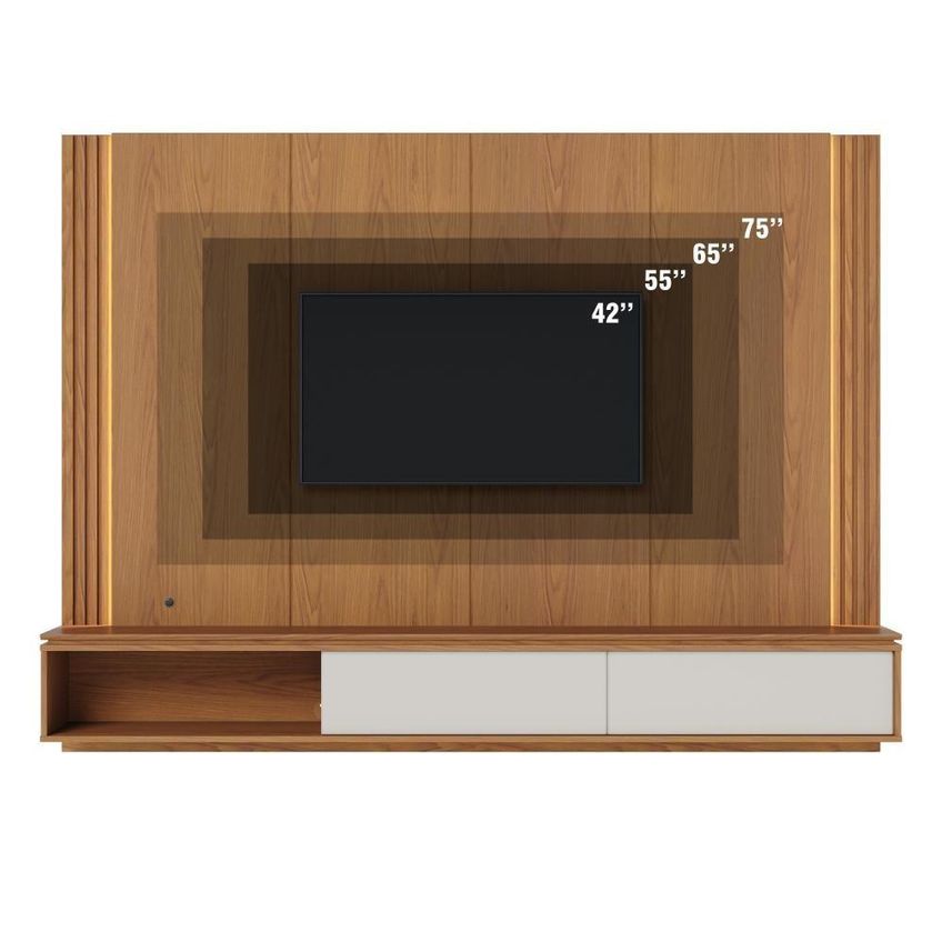 Painel Para TV Até 75 Polegadas Loa 216cm MDF-MDP Com LED Freijó-Off White Mat Colibri Móveis - imagem 4
