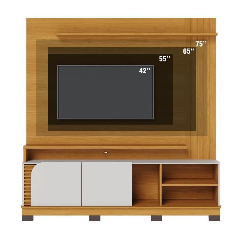 Home Theater Jurerê 1.8 Para TV Até 75" 182cm MDP Com Nichos Off White - imagem 4