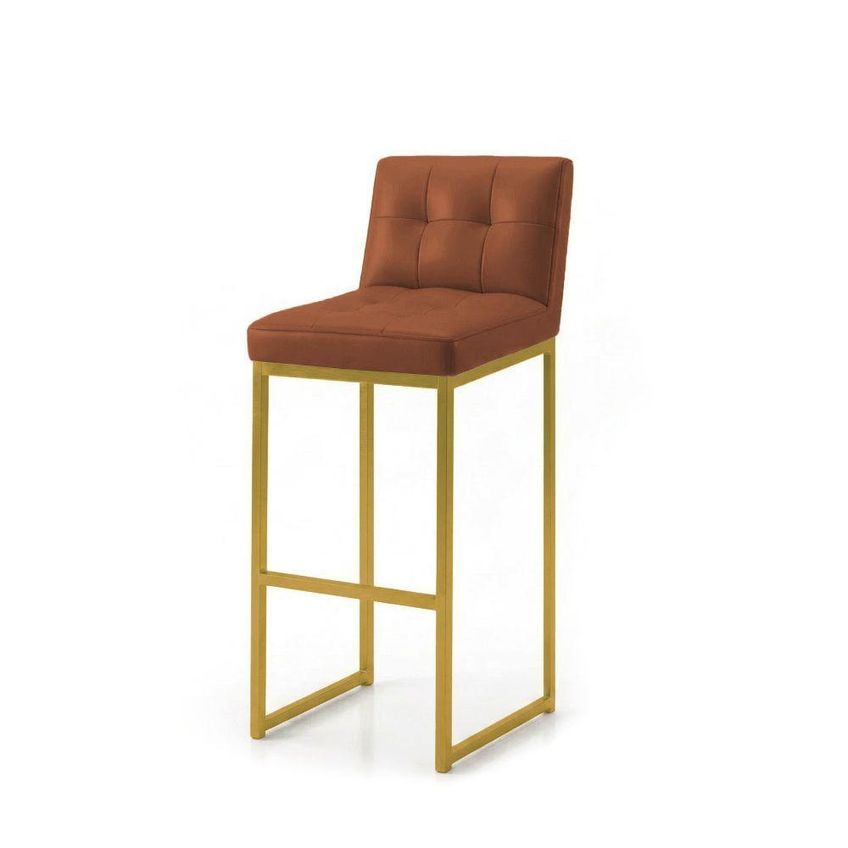 Kit 3 Banquetas Lirina Com Encosto Industrial PU Nozes Dourado D'rossi - imagem 3