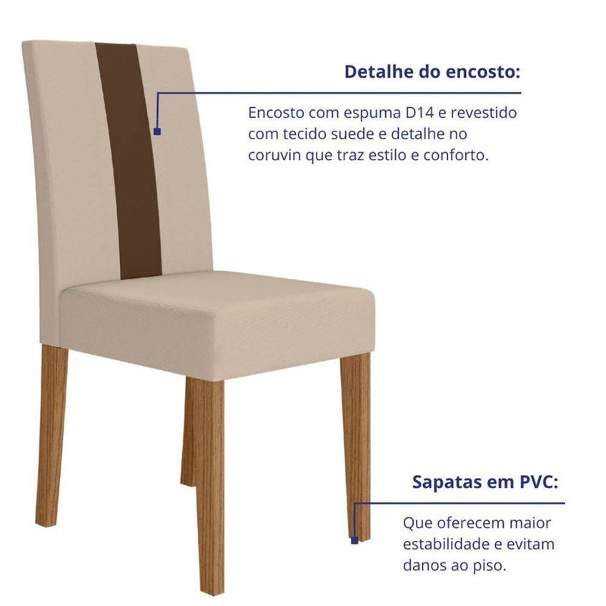 Kit 4 Cadeiras De Jantar Linea Mdf Suede Bege Pallazio - imagem 4