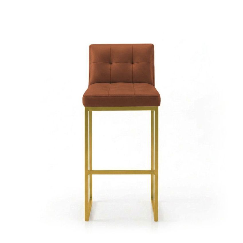 Kit 3 Banquetas Lirina Com Encosto Industrial PU Nozes Dourado D'rossi - imagem 5