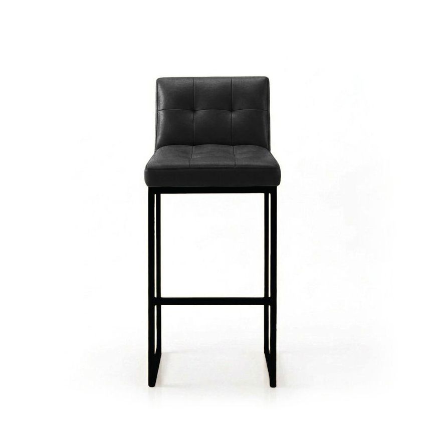 Banqueta Alta Lirina Encosto Industrial Assento Pu Preta D'rossi - imagem 3