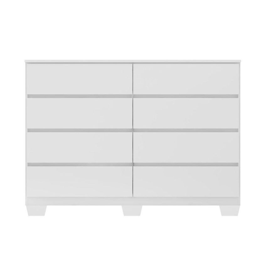 Cômoda Sintra 8 Gavetas 136cm MDP Puxador Cava Branco Demóbile - imagem 3