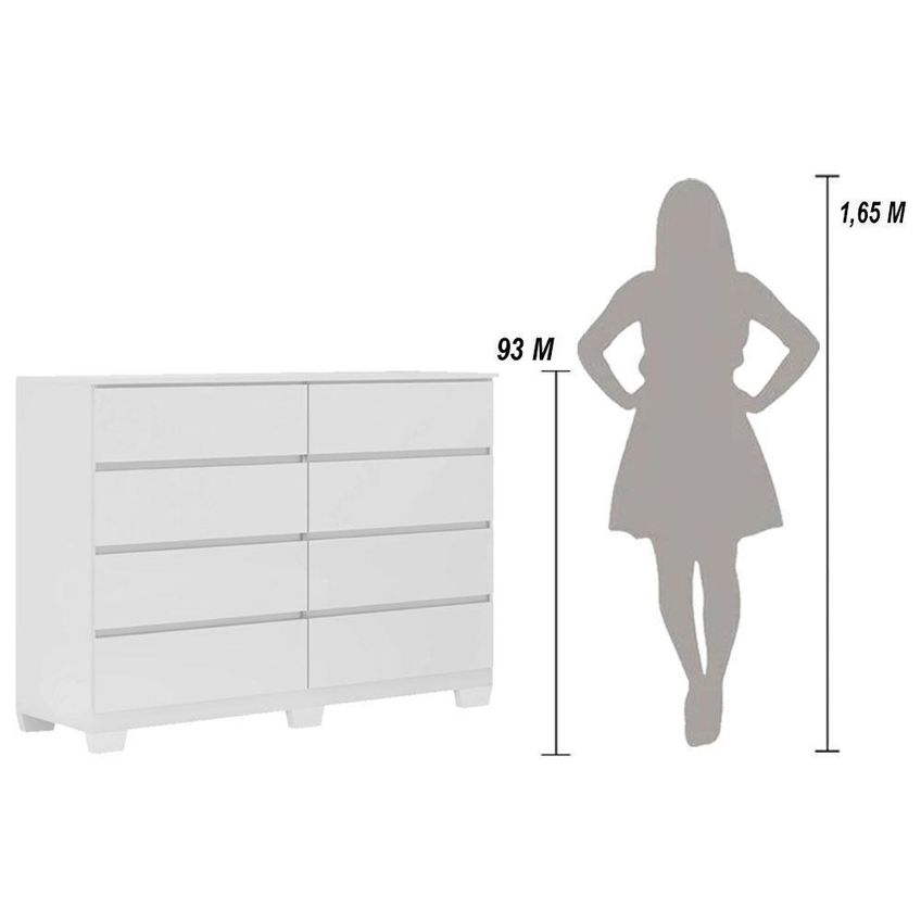 Cômoda Sintra 8 Gavetas 136cm MDP Puxador Cava Branco Demóbile - imagem 4