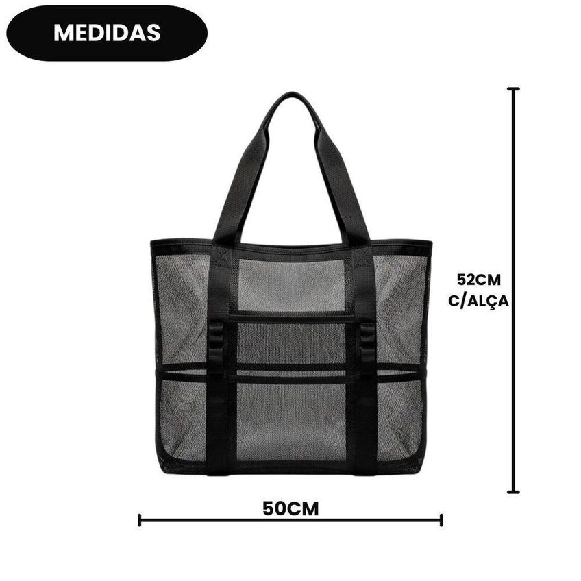 Bolsa De Praia Ke Home Sunny Poliéster 50cm X 35cm Lilás Preto E Azul Feminina - imagem 4