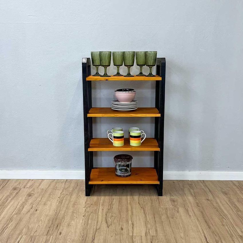 Aparador Linea Slim Moderno 4 Prateleiras Madeira Maciça 54cm Artfactory Design - imagem 5