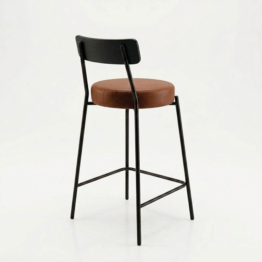 Banqueta Londrina Pu D03 Assento Pu Base Fixa Com Encosto Fixo Preto D'rossi - imagem 3