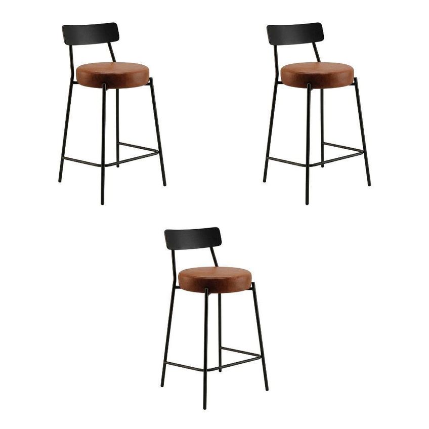 Banqueta Londrina Pu D03 Assento Pu Base Fixa Com Encosto Fixo Preto D'rossi - imagem 5