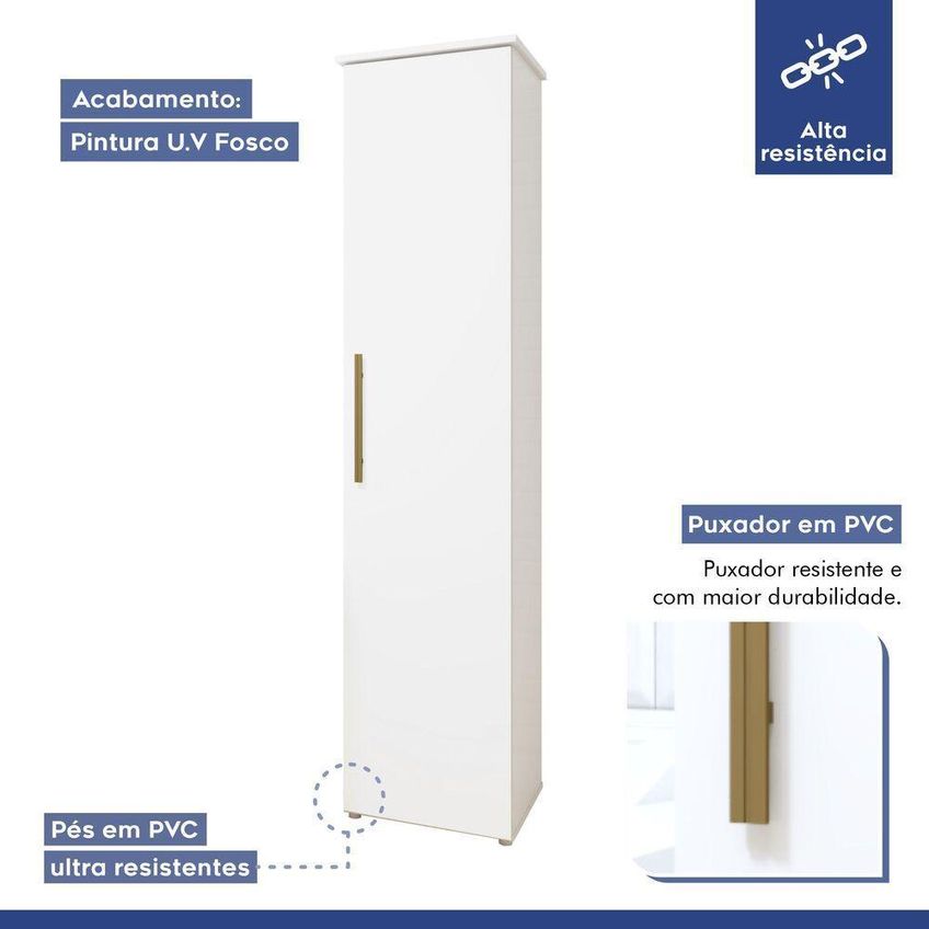 Lavanderia Modulada Joinville 3 Portas 5 Prateleiras MDF-MDP 108cm Branco Kaiki - imagem 3