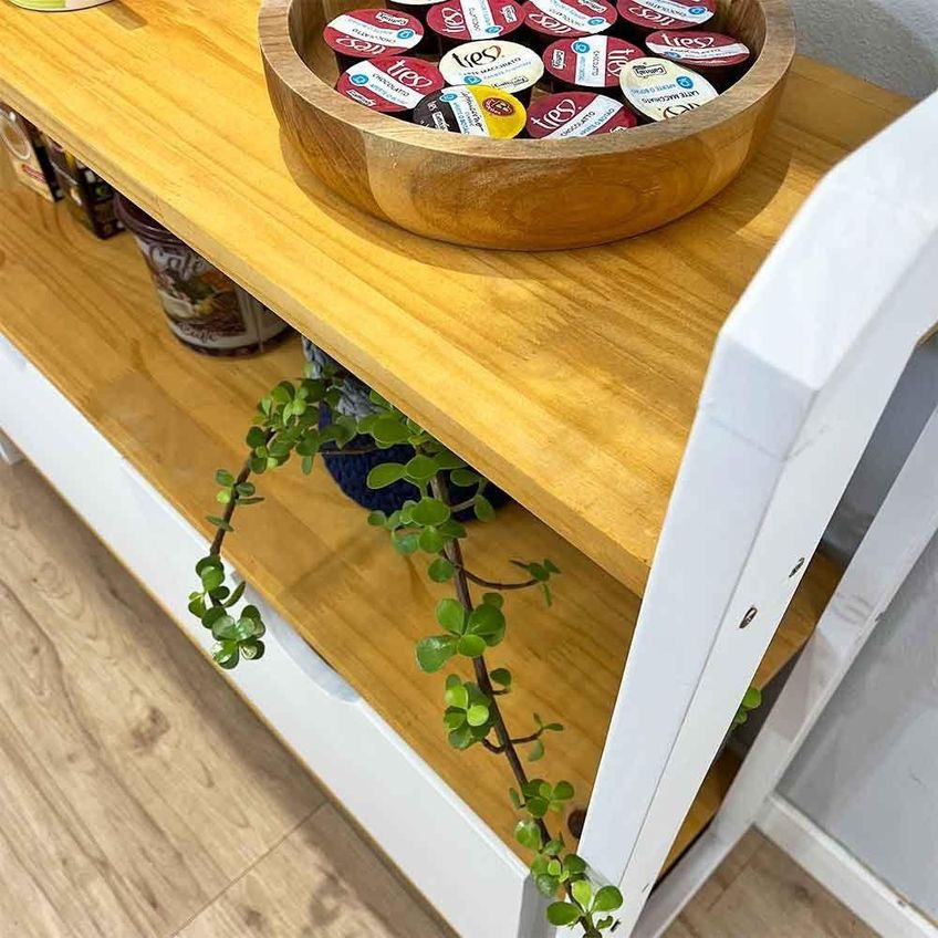Aparador Linea Ample Moderno 2 Gavetas 3 Prateleiras Madeira Maciça 100cm Nozes E Branco Artfactory - imagem 5