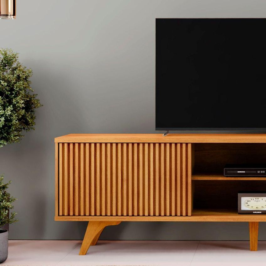 Rack Siena Para TV 65" 220cm MDP Com Pés Naturale Mavaular Móveis - imagem 3