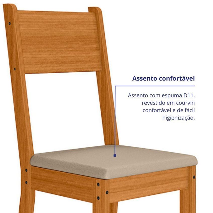 Kit 2 Cadeiras De Jantar Milano MDF Tecido Bege Base Freijó Pallazio - imagem 4
