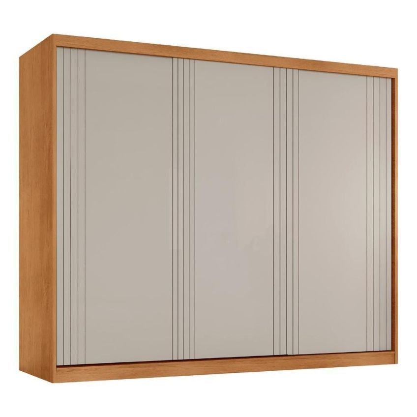 Guarda Roupa Casal Cr35529 3 Portas De Correr 100% Mdf Madeirado-off White Multimóveis - imagem 3