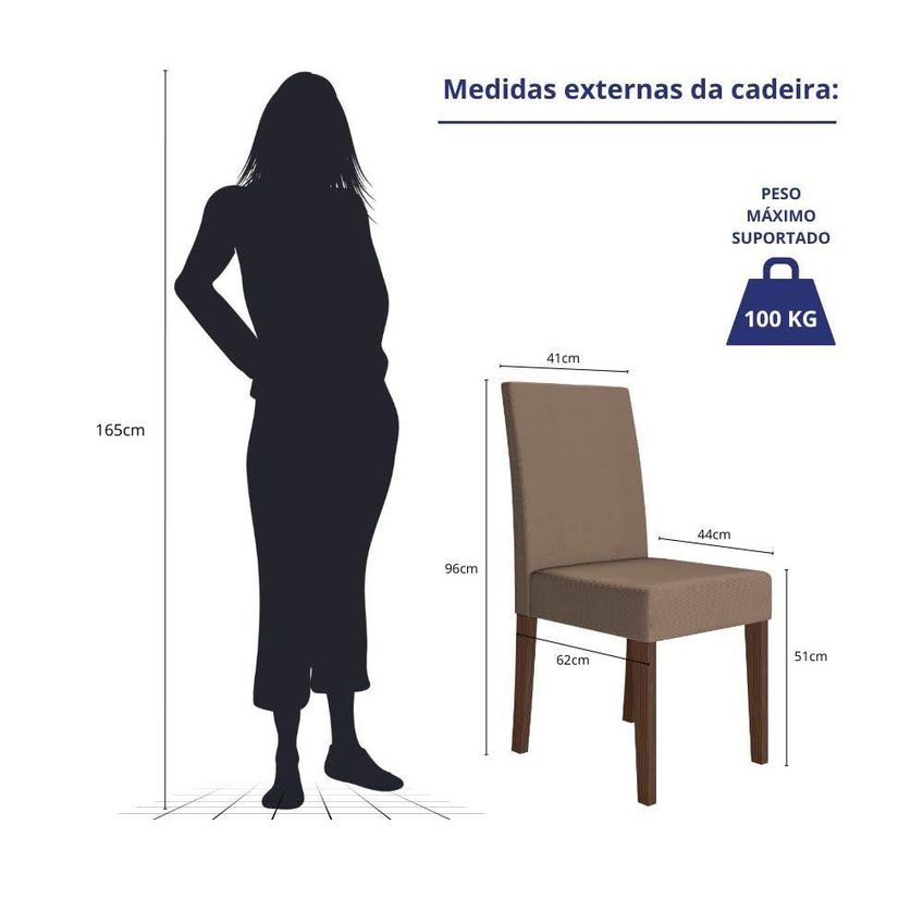 Kit 4 Cadeiras De Jantar Josi Mdf Suede Capuccino Base Amêndoa Pallazio - imagem 3
