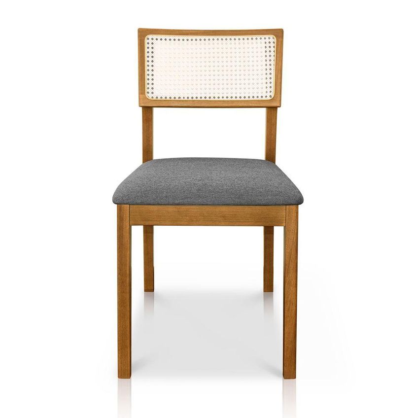 Cadeira Millie Madeira Maciça Estofada Em Linho Grafite Desk Design - imagem 4