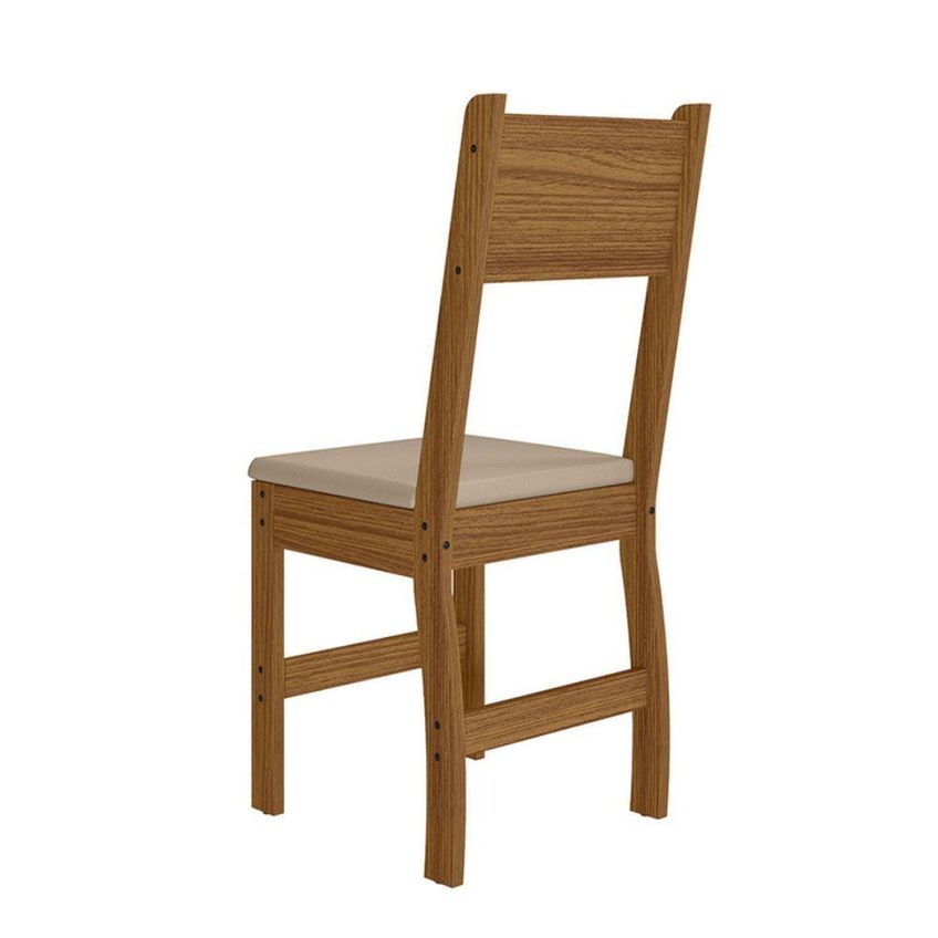 Kit 2 Cadeiras De Jantar Milano MDF Espuma Bege Base Carvalho Pallazio - imagem 3
