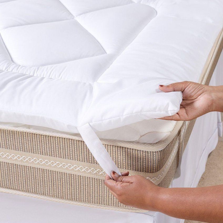 Pillow Top Casal Soft Hipercal 200 Fios Poliéster 140x190cm Branco Tô Decorando - imagem 4