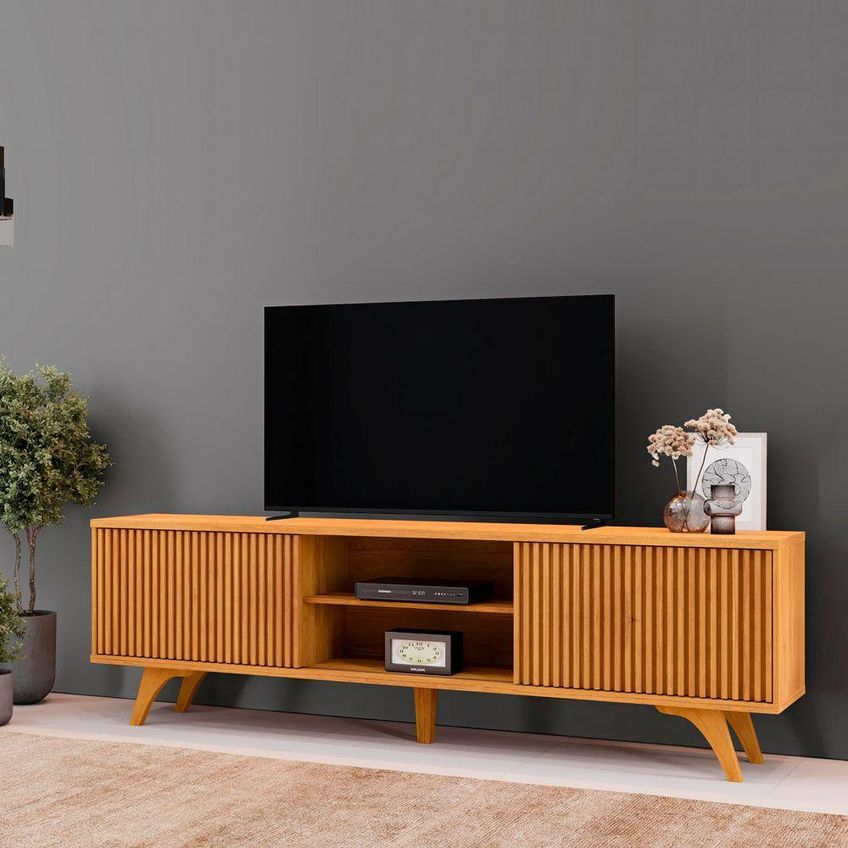 Rack Siena 180 Para TV 65" 180cm MDF Com Pés Amadeirado Mavaular Móveis - imagem 3