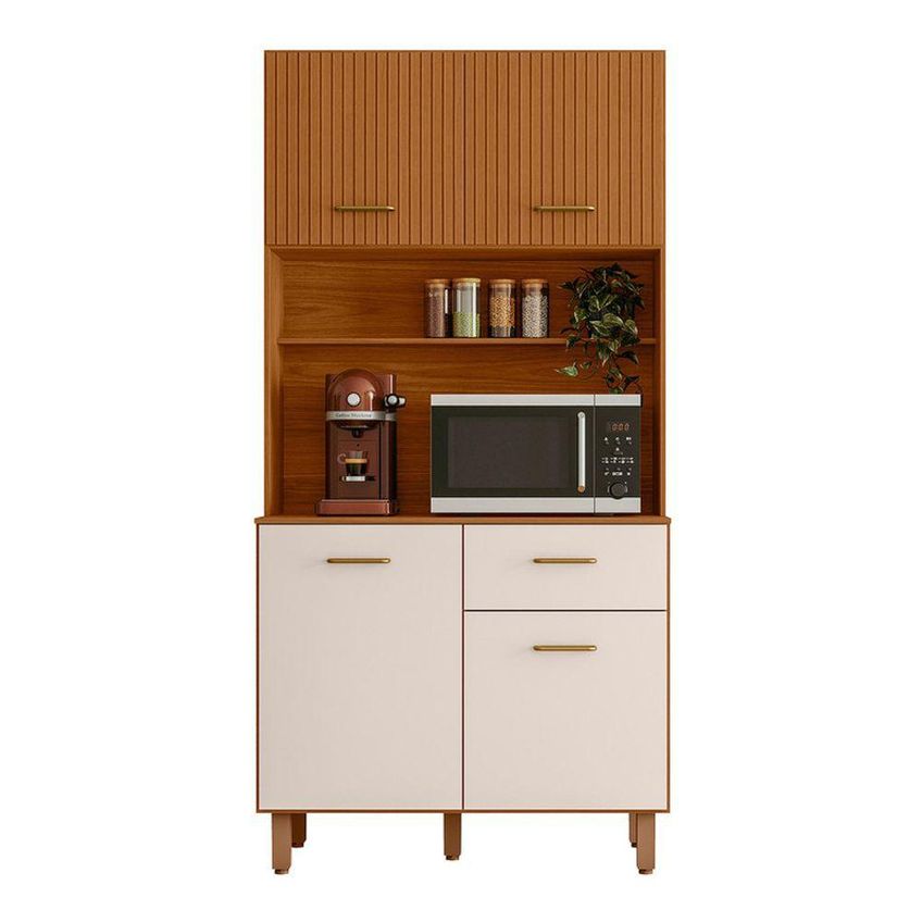 Kit Cozinha New Izis 4 Portas 1 Gaveta Mdf-mdp 90cm Freijó Pallazio - imagem 3