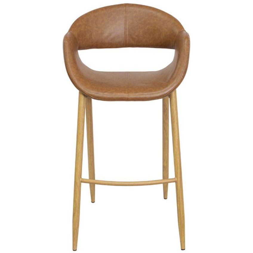 Banqueta Loire Assento Em Pu Base Em Aço Encosto Fixo 105cm Caramelo Or Design - imagem 4