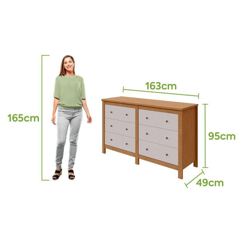 Cômoda Maggiore 6 Gavetas MDP Puxador Metálico Amêndoa Móveis Lopas - imagem 2