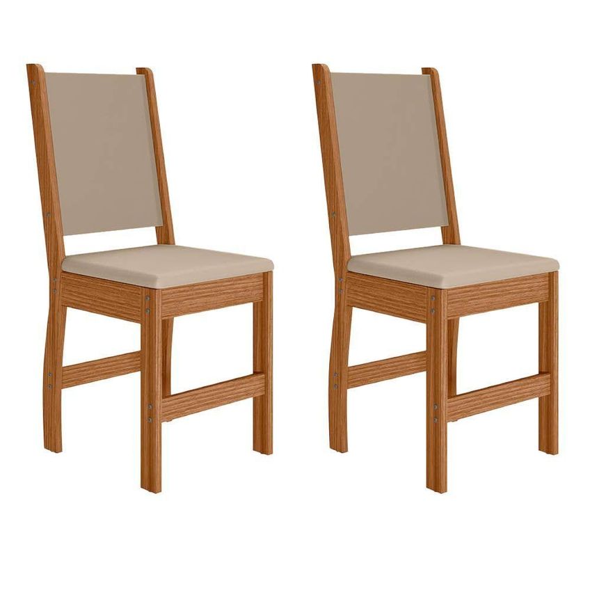 Kit 4 Cadeiras De Jantar Clara Mdf Estofado Courino Bege Pallazio - imagem 3