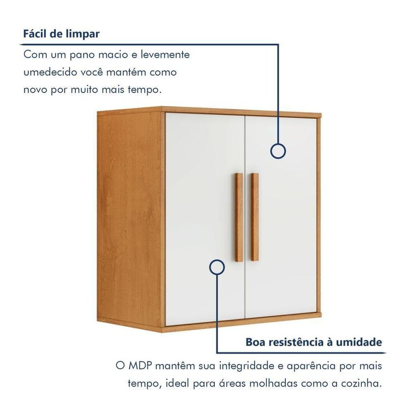 Armário Aéreo Lorena 60cm 2 Portas MDF-MDP Off White Kaiki Móveis - imagem 4
