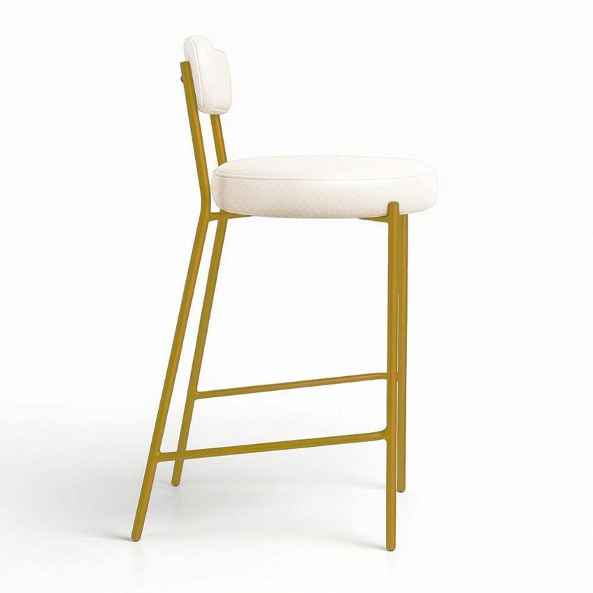 Kit 3 Banquetas Altas Londres Pu Encosto Fixo Dourado Branco D'rossi - imagem 3
