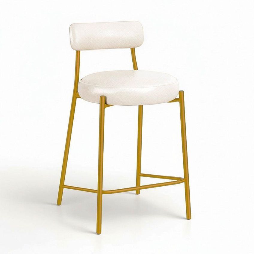 Kit 3 Banquetas Altas Londres Pu Encosto Fixo Dourado Branco D'rossi - imagem 5